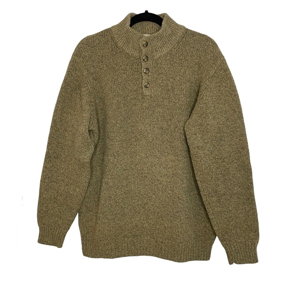 L.L. Bean Other - LL Bean LambsWool Mens 1/4 Button Beige Sweater